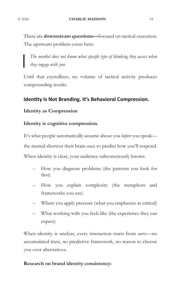 Annotated interior page from The Presence Engine manuscript